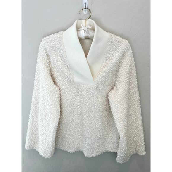 ZARA TRAFALUC | Ivory White Fuzzy Teddy Fleece Contemporary Pullover | Small - Picture 1 of 5